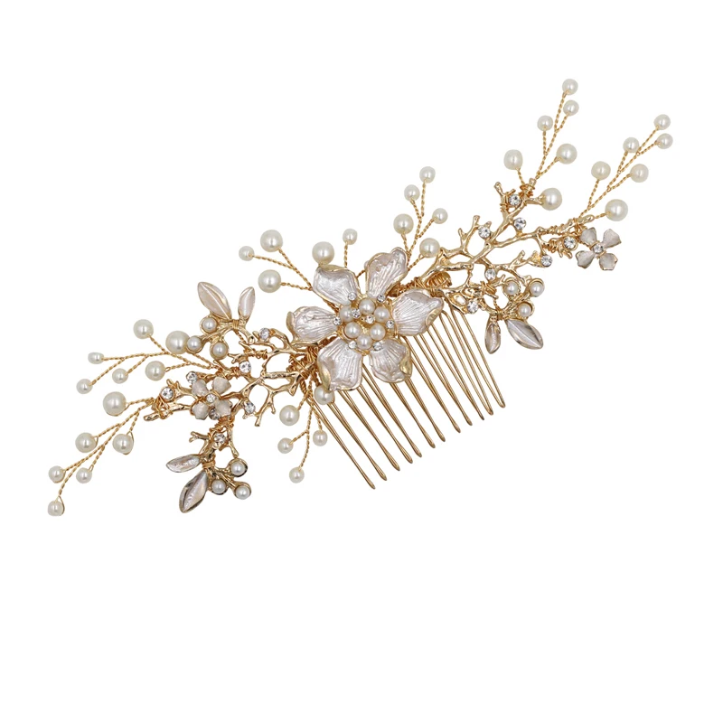 O560 Retro Handmade Wedding Bridal Hair Comb Pearls Crystal Inlaid Bridesmaid Headpiece Women Pageant Birthday Gift Accessories