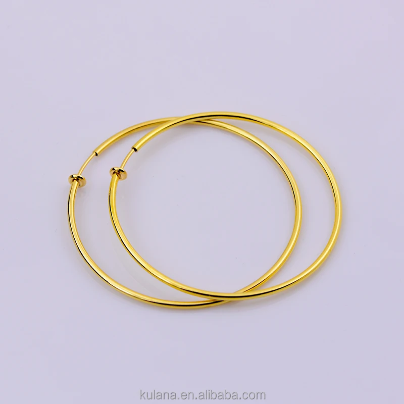 60 mm Clip On Hoop Earrings Brass Spring Hoops For Non-Pierced Ears Women Earrings