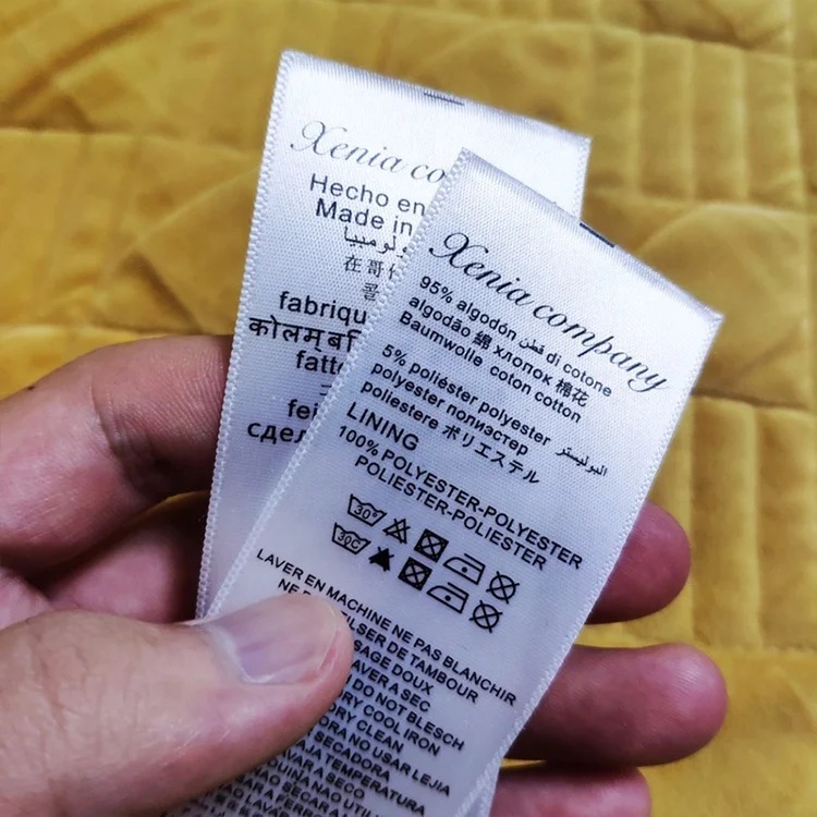 cotton organic white silk ribbon satin washable scarf care print label for clothing private handmade logo design woven labels
