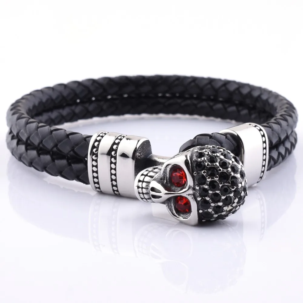 Factory Prices Custom Vintage Black 6MM Lava Stone Silver Lobster Clasp Rope Bracelet With Charm