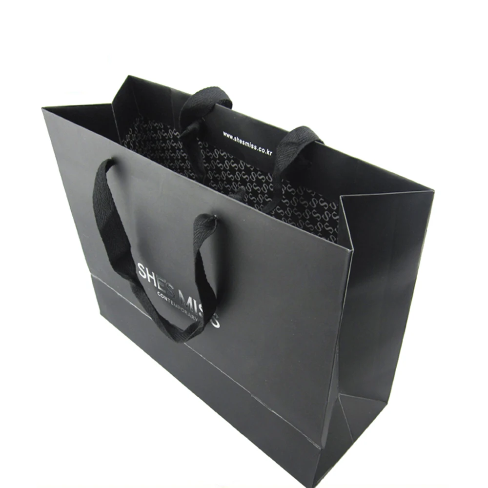 Manufacturer wholesale recyclable without plastic pp laminated paper bag, printed matt paper bag