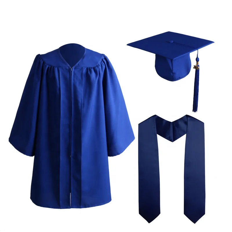 High quality wholesale children  black matte  kindergarten elementary preschool kids graduation gowns