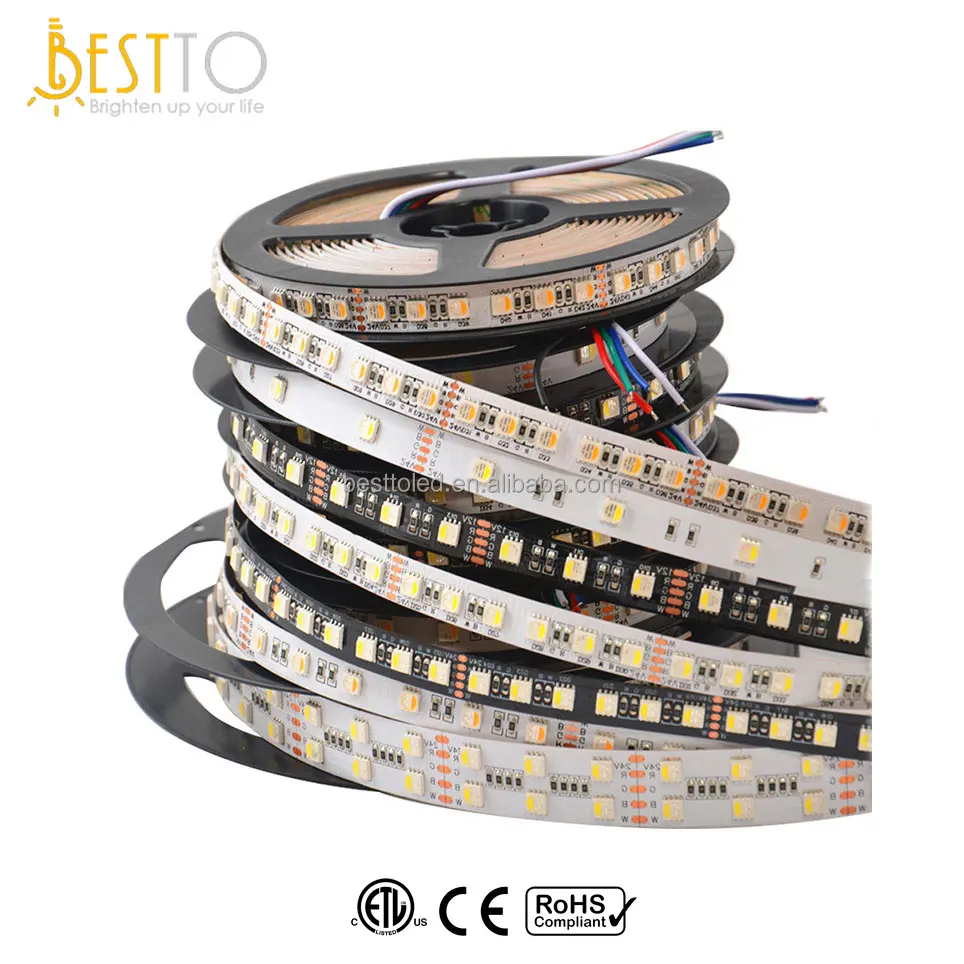 ETL approval 5050 60leds/m high lumen CRI90 95 RGBW 12V / 24V strips led lights with 5 years warranty