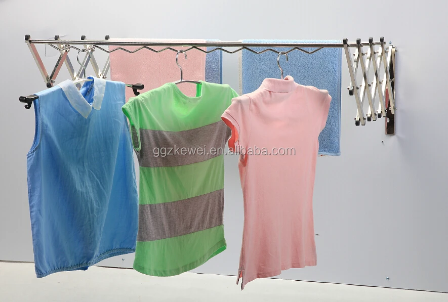 MR-VP4W  clothes stands with wind proof hanger stainless steel wall mounted  folding clothes drying rack dryer