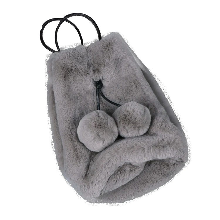 
Faux Fur Shoulder Bag Lady Backpack With Hair Ball Decoration 