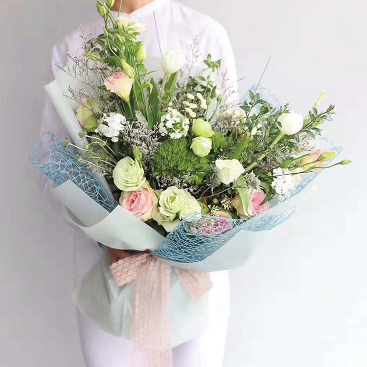 Circle Hollow Polyester Mesh Rolls Wrapping Packaging Colorful Recycle Gift Flower Wrapping Tissue Paper