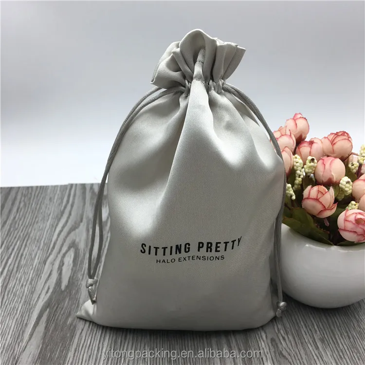 Silver Lovely Gift Satin Bags With Logo