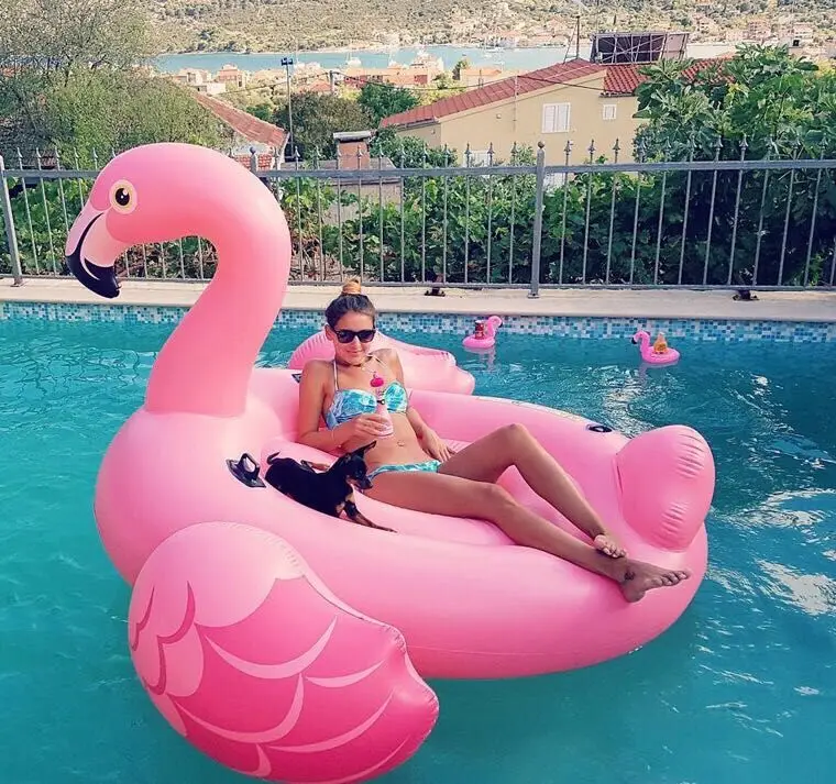 factory wholesale swimming pool beach toy eco-friendly PVC top quality adults inflatable pink flamingo pool floats