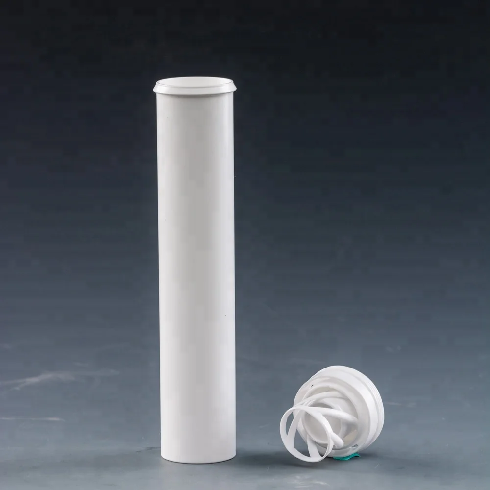 white plastic packaging moisture proof container empty tube with lid for vitamin effervescent tablet