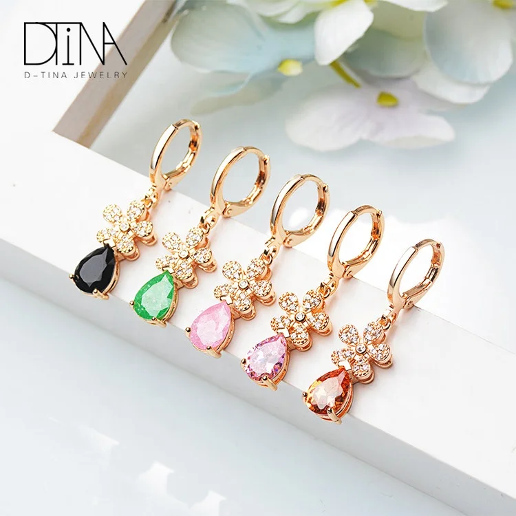 DTINA Fashion 14k Gold Filled Stone Drop Earrings for Ladies and Women