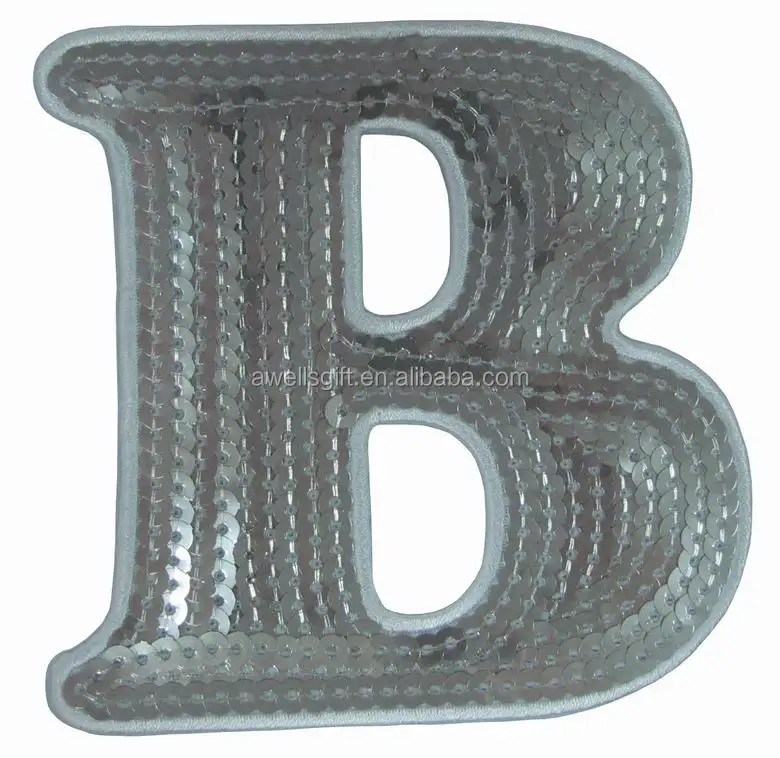 Gold Sequin Letter Design Sew on Patch Embroidery Applique Cloth Patches