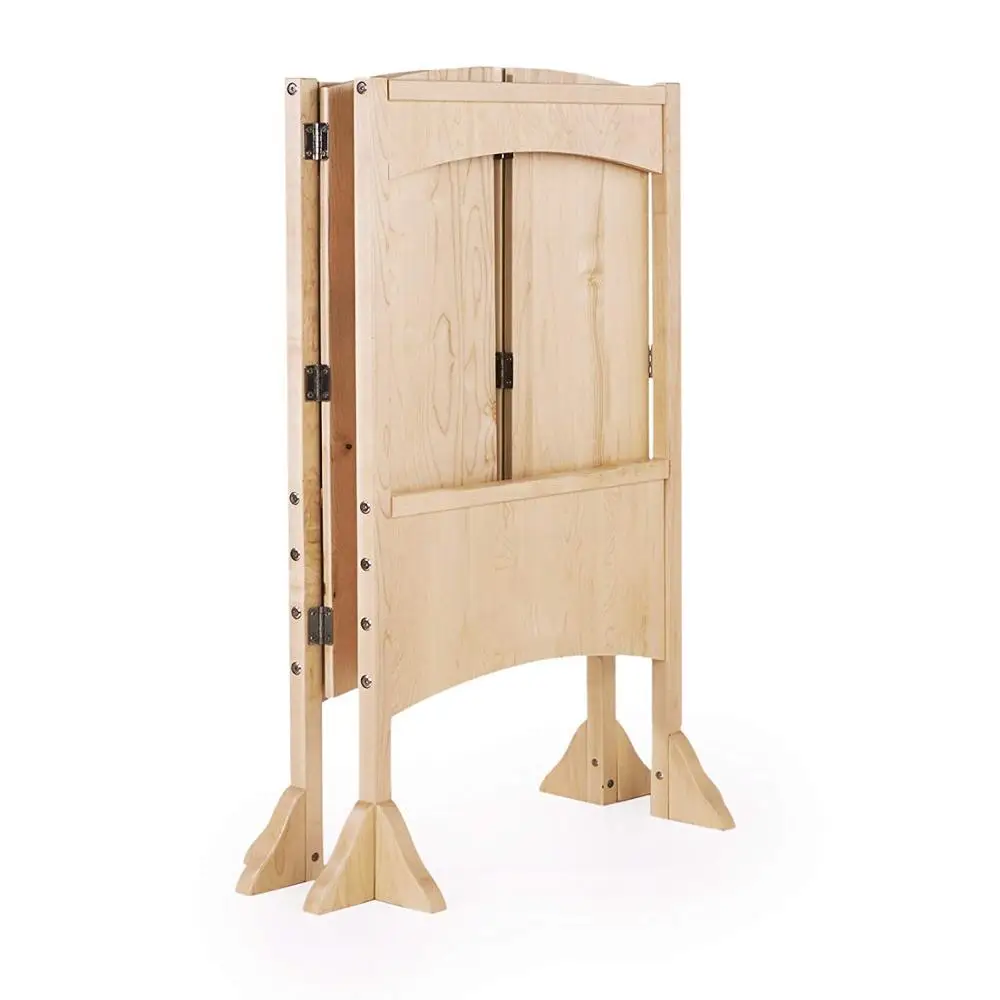 Heartwood Kitchen Helper Stool Solid Oak Premium Solid Wood Adjustable Height Foldable Cooking Step Stool Tower