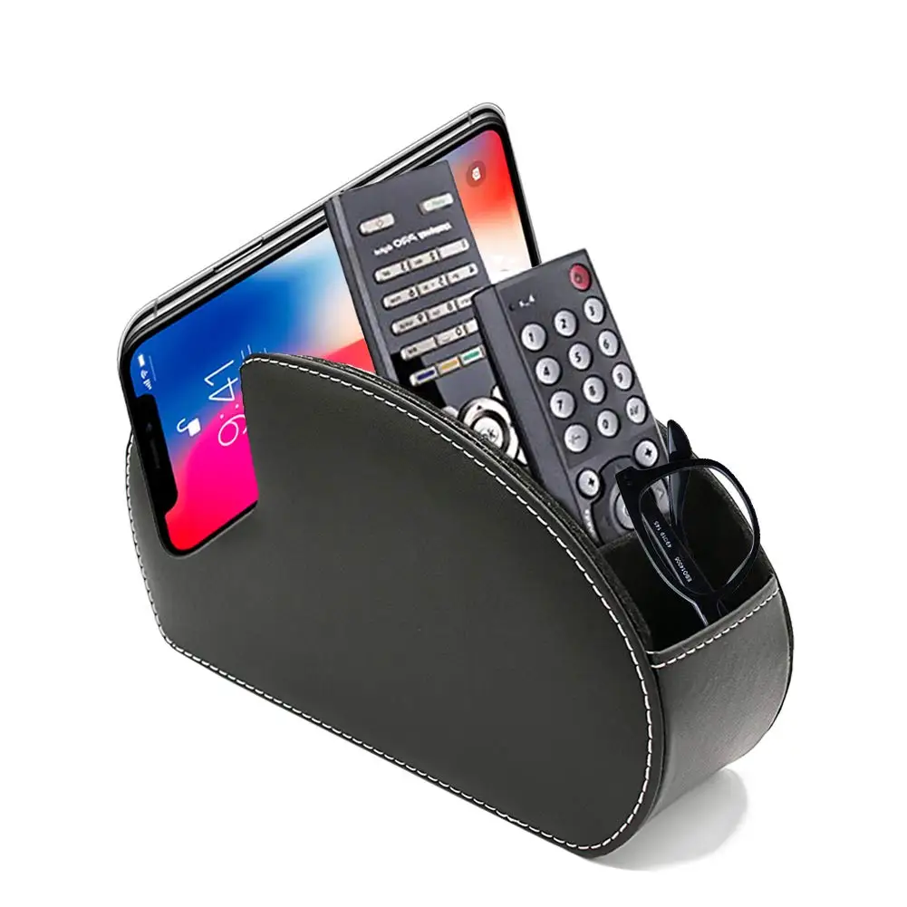 pu Remote Control Holder Organizer Box PU Leather Multi-functional Office Organization And storage Caddy Store tv remote holders