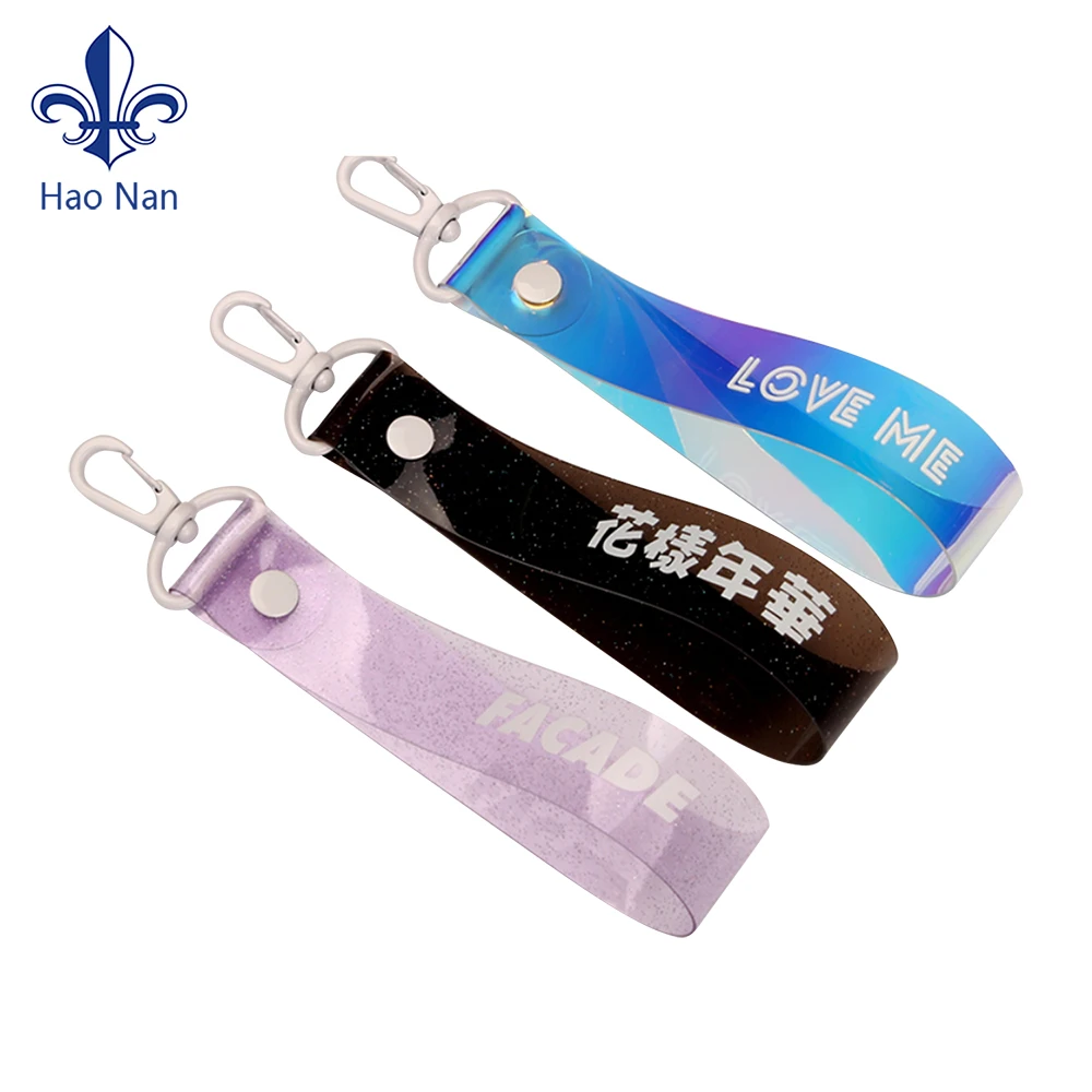 Trendy christmas gift Holographic Material PVC Full Color Print Keychain lanyards /keychain cell phone lanyard/ dubai handicraft