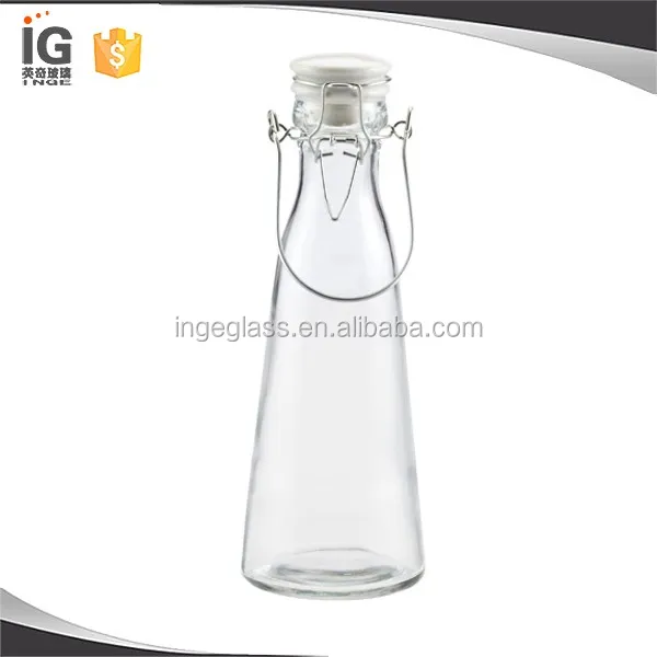 500ml 1000ml Retro glass milk bottle with seal ceramic top lid