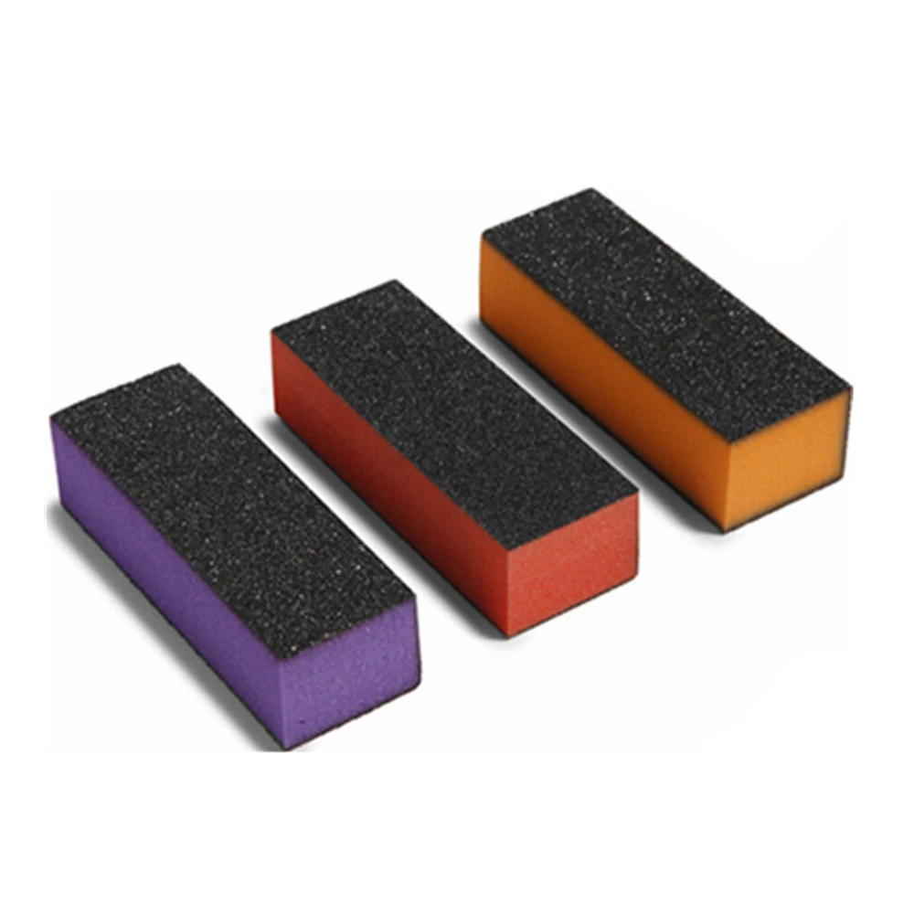 Wholesale orange and black acrylic nail buffer sponge block nail polish buffer