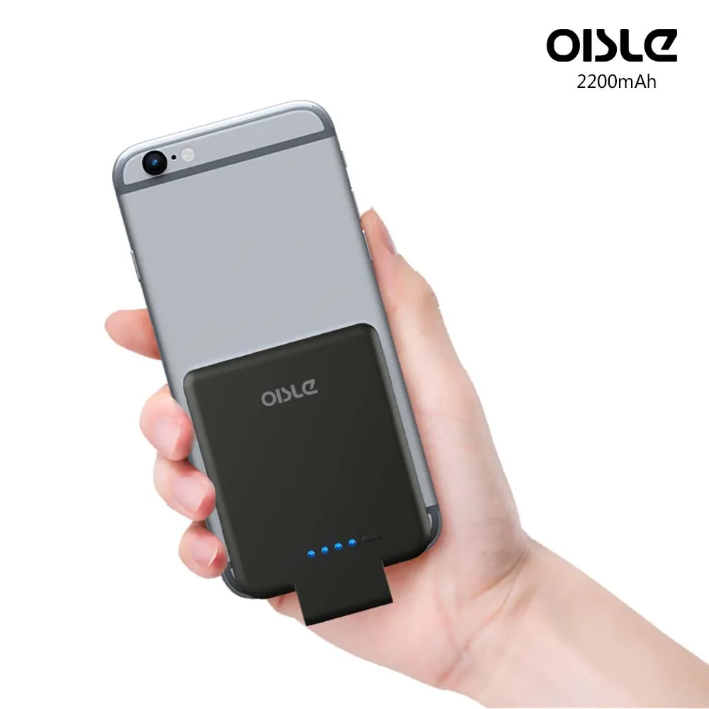 
OISLE 2200mAh Wireless Bank Power Palm-Sized Ultra Slim Battery Case for iPhone 