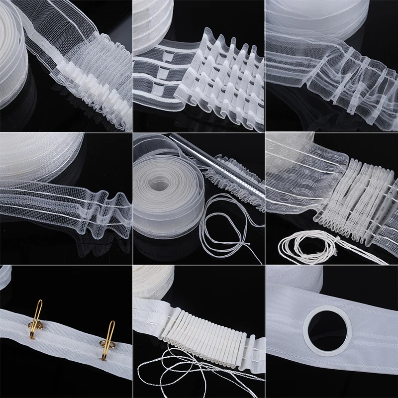 Drapery Accessories Nylon Elastic Transparent Curtain Material Curtain Poles Tracks Curtain Pleat Tape