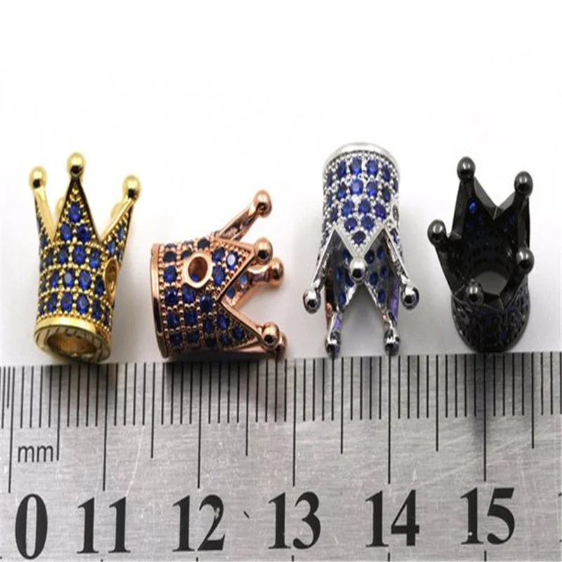 Hot sale diy cz micro pave bracelet accessories rhinestone large hole crown beads design fashion accessories spacer beads