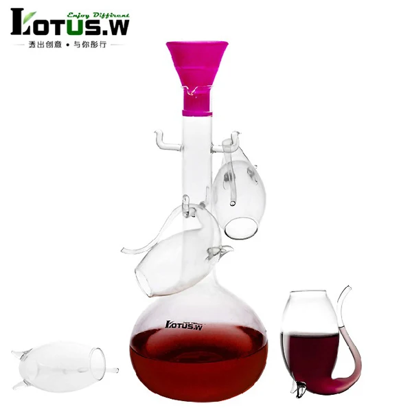 Mouth blown glass wine decanter