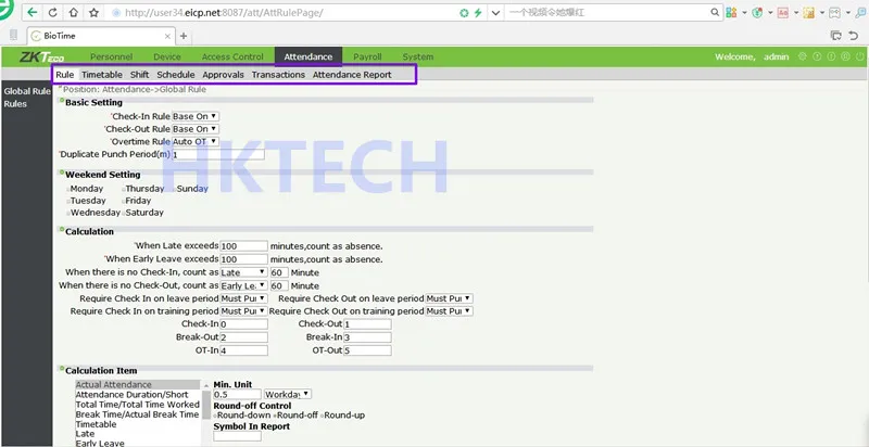 BioTime8.0 BioTime7.0 Attendance software ZKBiosecurity3.0 access control software