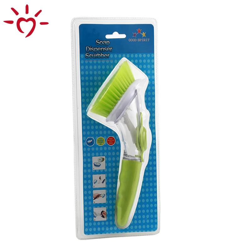 Kitchen scrubber soap dispensing kitchen sink cleaning brush for scrubbing pots pans dishes with 2 refill  dish-washing brush