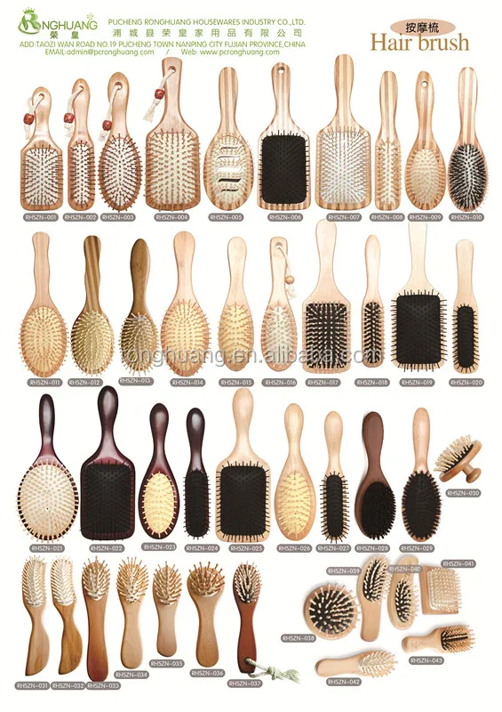 
wood Comb natural Bamboo wooden hair brush massage brush boar bristle brush C23 