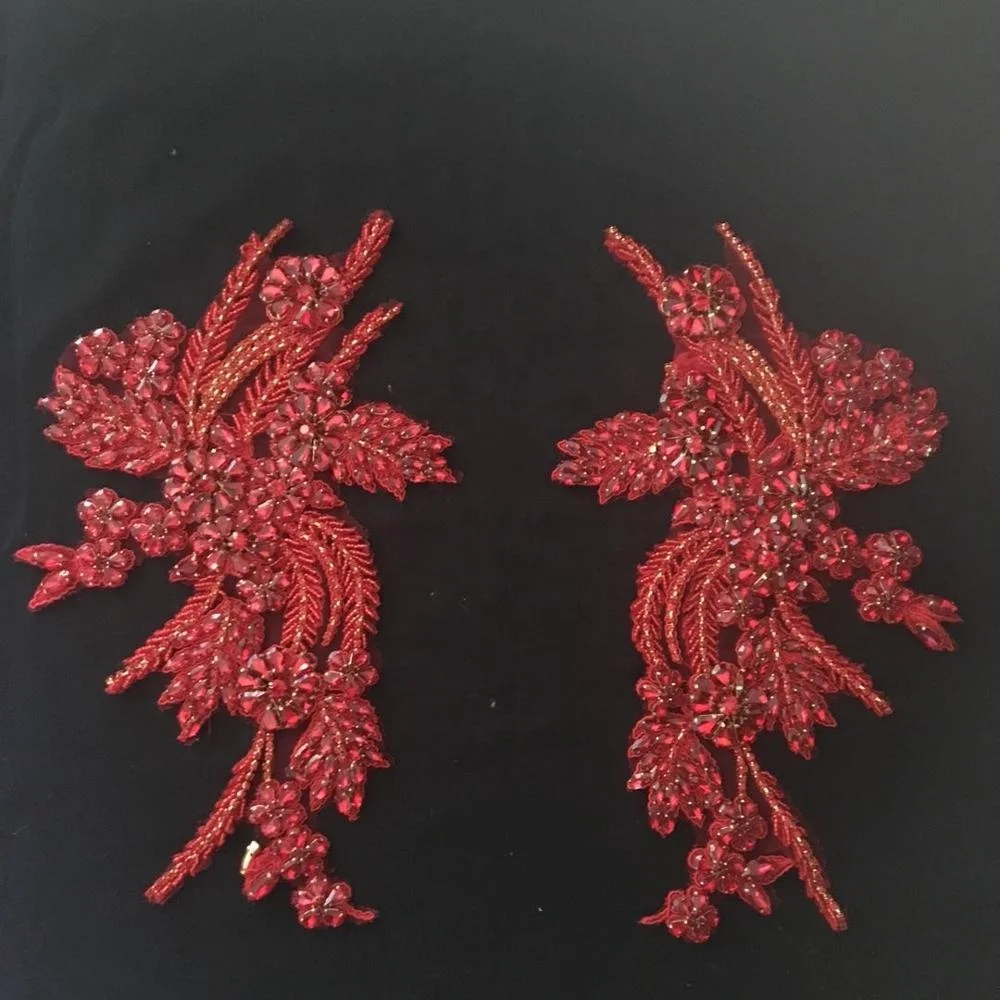 Haute couture, дизайнерское детское платье с украшением в виде кристаллов, с кружевными аппликациями, нашивка в паре в красном цвете