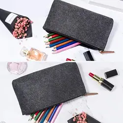 Pencil Bag Pen Case Felt Students Stationery Pouch Zipper Bag Roll up Felt Pencil Bag For Pen Holder desk organizer