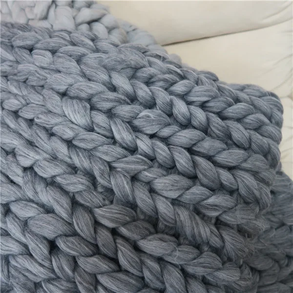 Various Color Chunky Knit Merino Wool Blanket