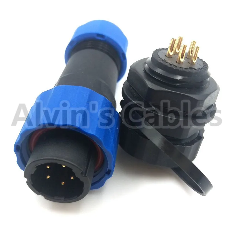 SD16 5 pin External IP68 waterproof outlets 16 mm LED power cord male plug female socket connector