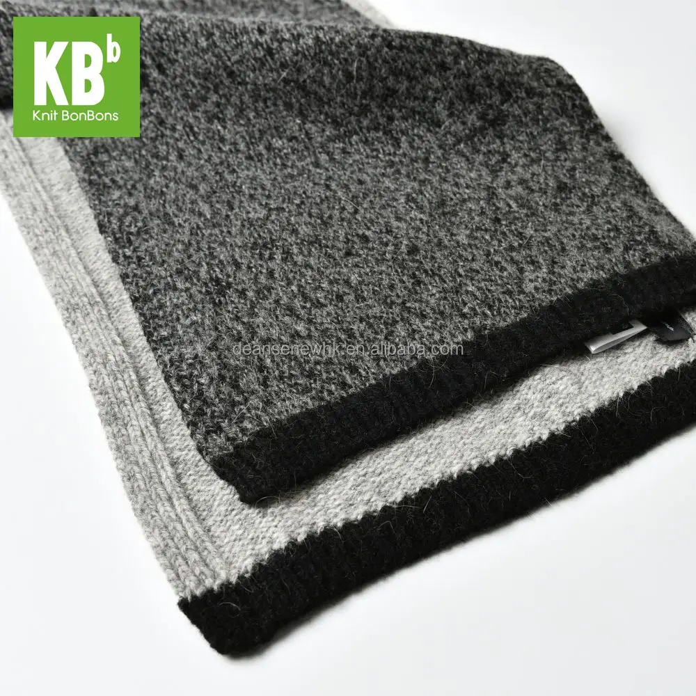 Fashion Custom Made 100% Lambswool Funky Winter Adult Knitted Scarf Muffler- Grey