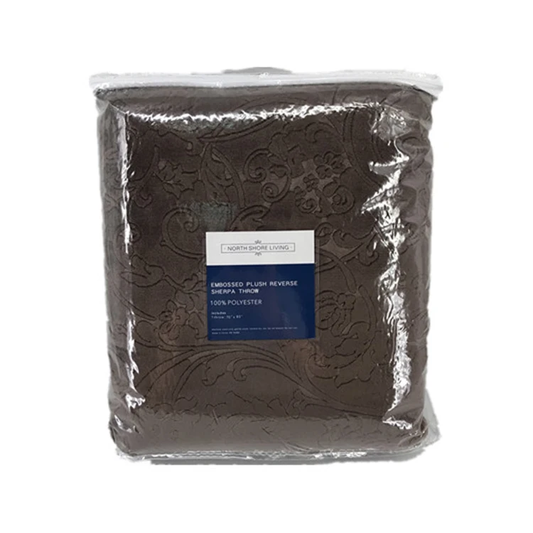 Travel Blanket 3D Embossed Large Double Ply Micro Plush with Velvet Fleece Sherpa 100% Polyester Square OEKO-TEX STANDARD 100