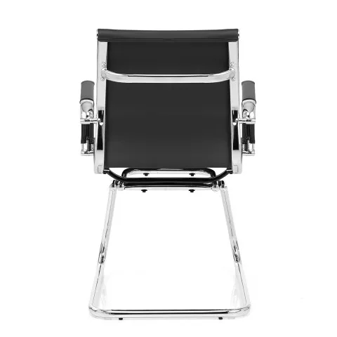 
European Low Back Black PU Computer Workstation Vistor Leather Office Chair Without Wheels 