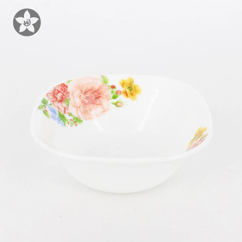 Square shape fine porcelain dinner set decal opal glassware bowl