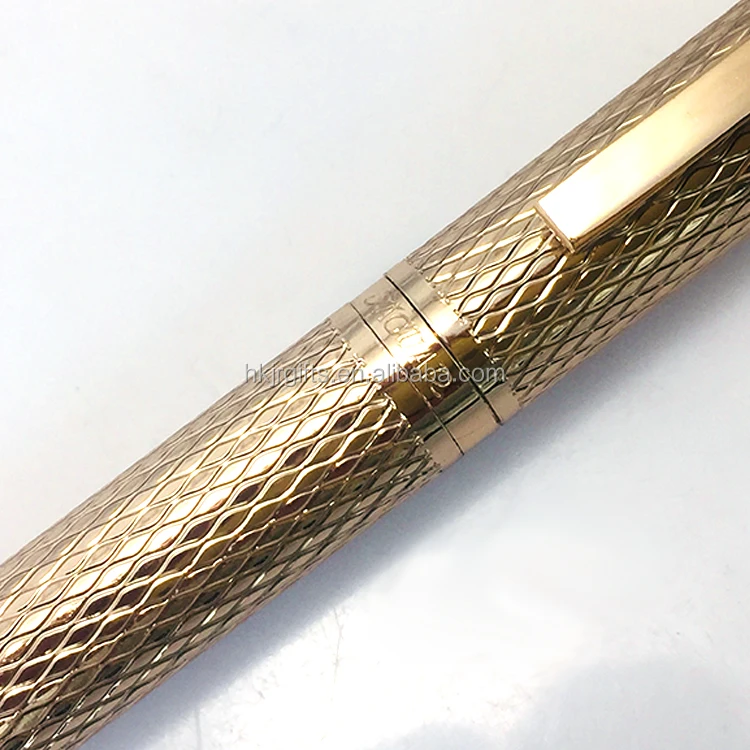 
Rose Gold Plated Diamond Cutting Wave Pattern Roller Pen On Barrels 
