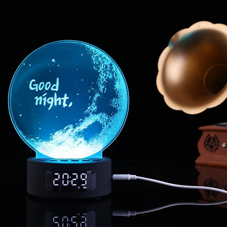 Mini moon desk table night lamp, acrylic light alarm unicorn night light