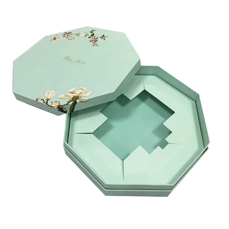 Recycled Luxury Card Board Paper Packing Boxes Octagon Shape Lid And Base Gift Box
