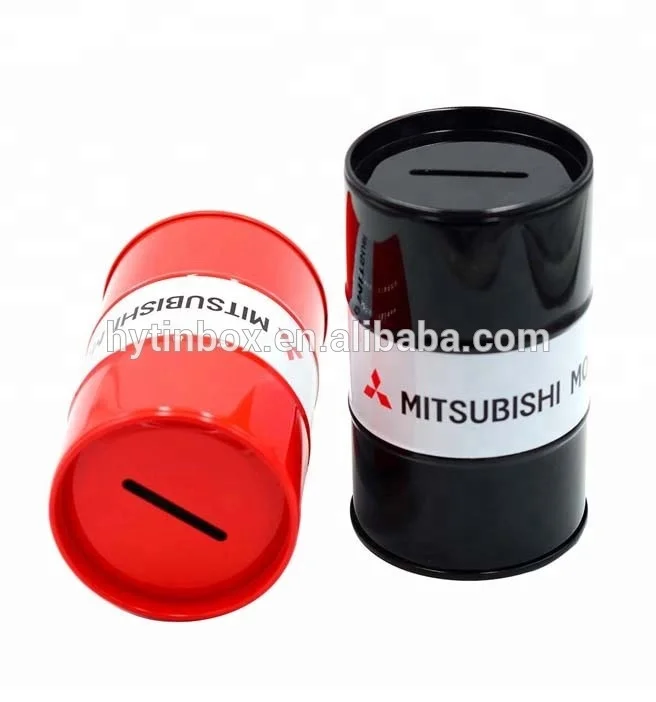 Oil drum shape tin money box coin bank as promotion gifts