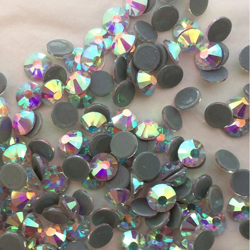 2058hf crystal AB ss10 Manufacturer top quality shiny crystal AB color hot fix rhinestones with strong glue back