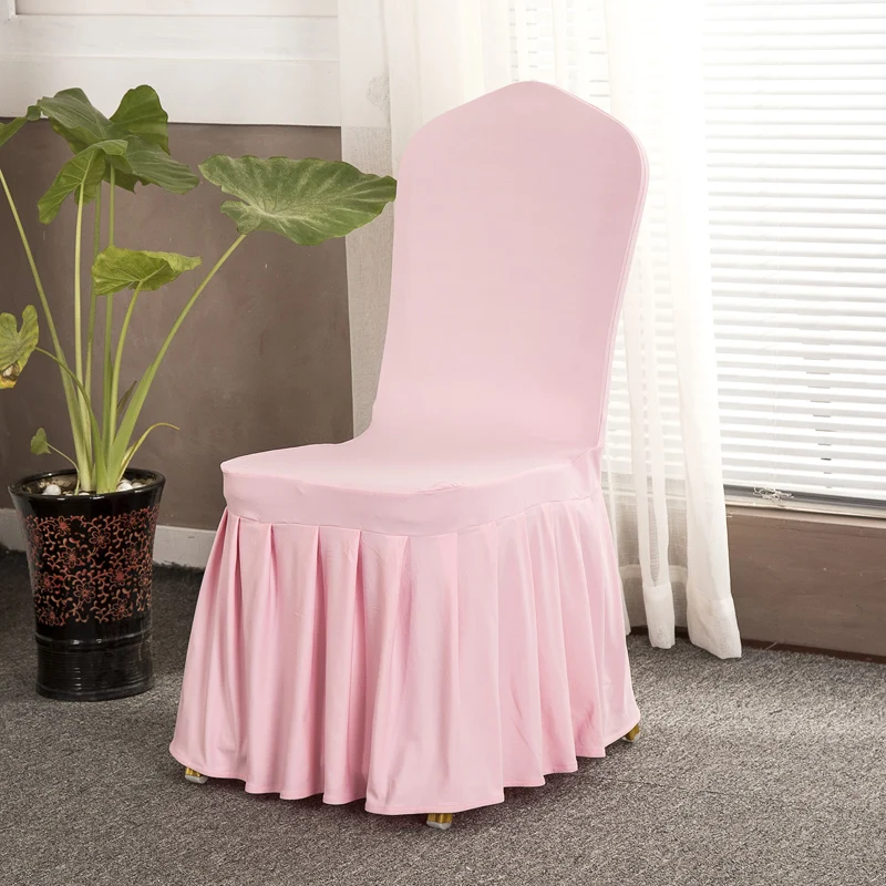 Wholesale elegant gold banquet ruffled pleat spandex fabric wedding chair cover