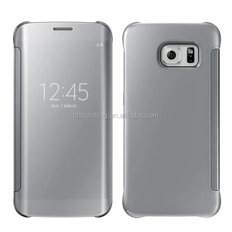 For Samsung Galaxy S6 Clear Case Auto Sleep Wake Mirror Flip Leather Cases