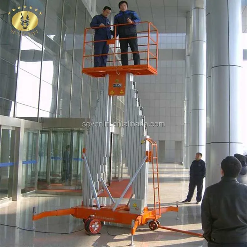 8m Hydraulic Lift Rental Aluminum Two 2 Mast Adjustable Electric Battery Power Manual Man Aerial Work