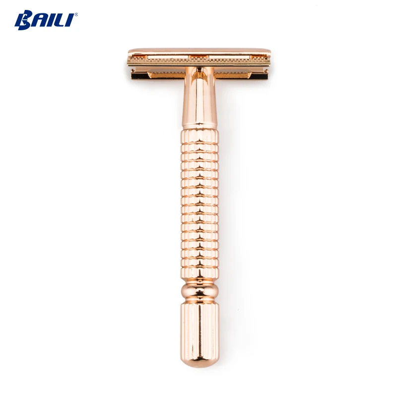 Eco friendly razor set rose gold double edge blade safety razor for men shaving