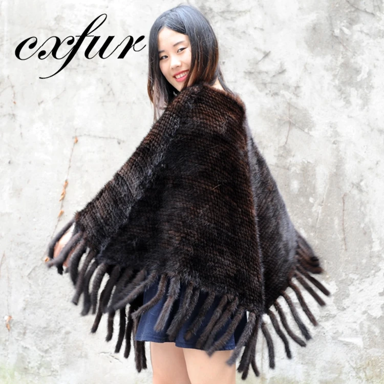 CX-B-M-10A Women Party Wear Fashion Lady Mink Fur Shawl