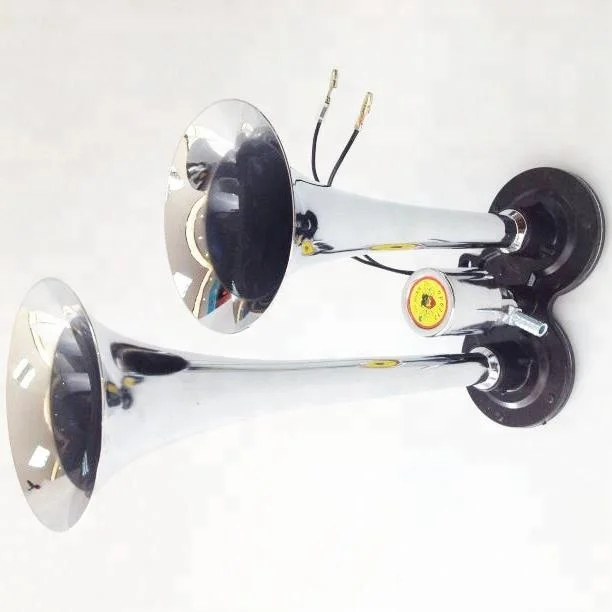 Chrome Zinc Dual Trumpet Air Horn for Any 12V Vehicles Trucks Lorrys Trains Boats Cars Vans