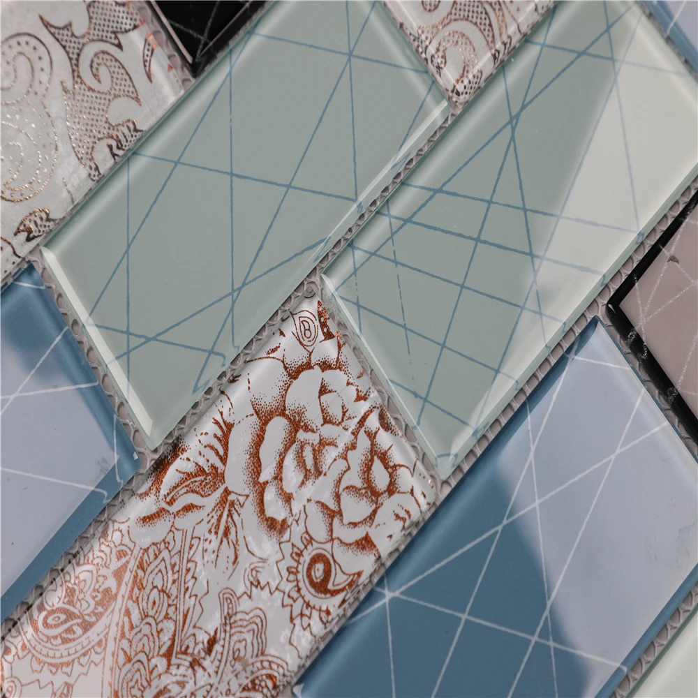 factory price outdoor blue glass mosaic for swimming pool tile