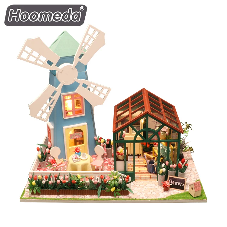 Beautiful dream house miniature diy flower doll house with music