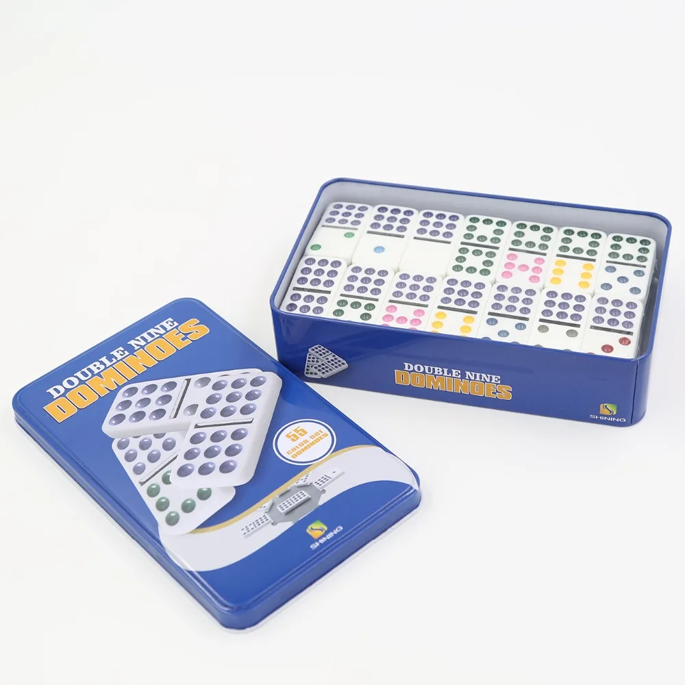
Plastic domino Clear Tin box Domino Set-Double Nine 