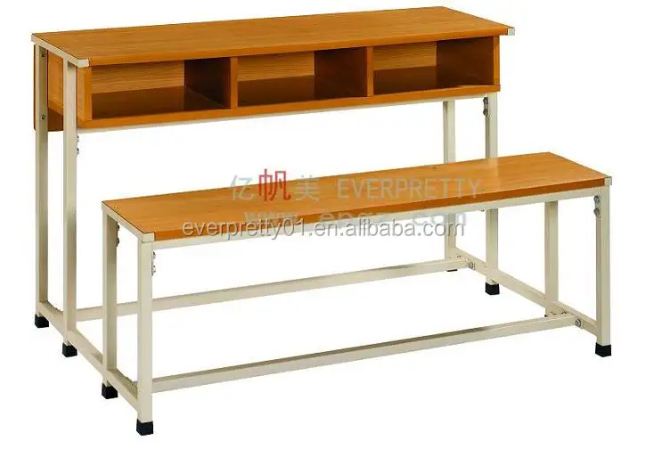 School Furniture Classroom 3-Seater Wooden Desk and Chair